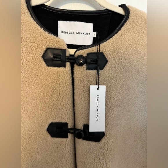 NEW Rebecca Minkoff Shearling Toggle Jacket Vegas Leather Size XL NWT - Picture 6 of 7